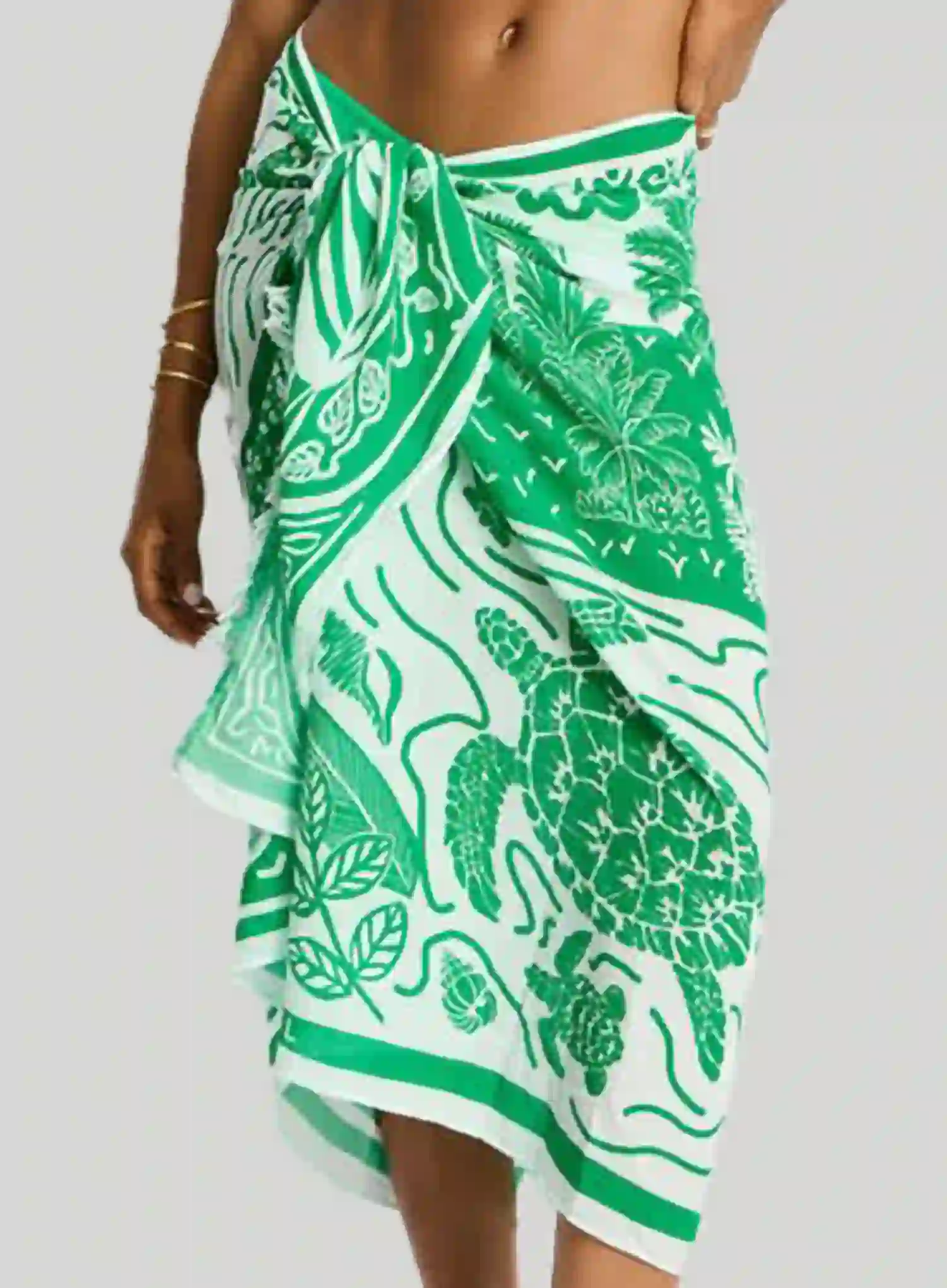 Sea Level: Jungle Lino Long Sarong Green - Image 4