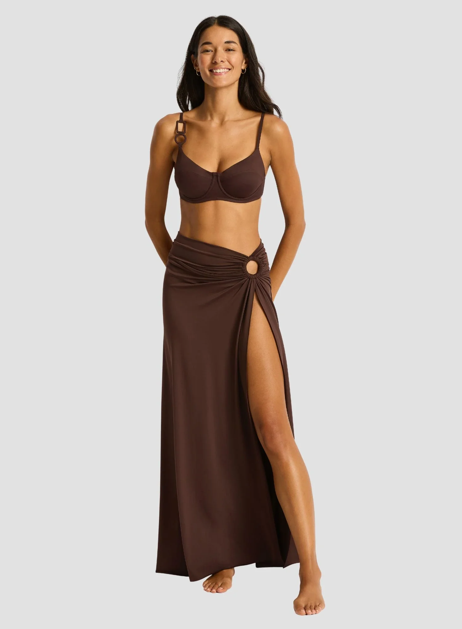 Sea Level: Mythos Ring Cover Up Skirt Cocoa - Image 2