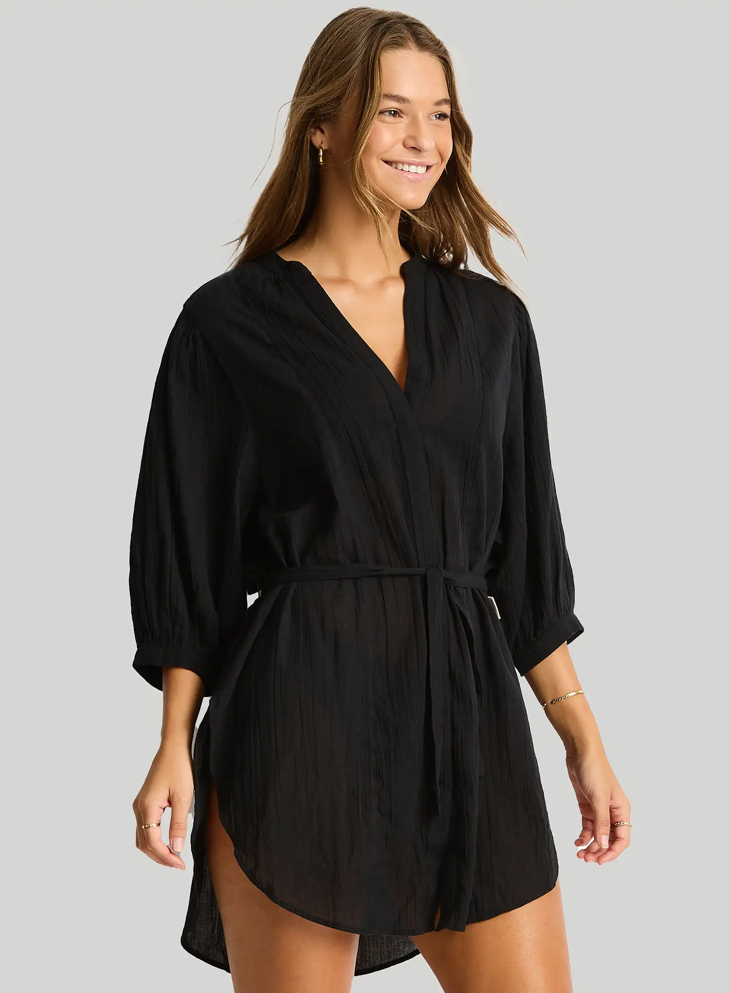 Sea Level: Salt Boho Shirt Black - Image 3