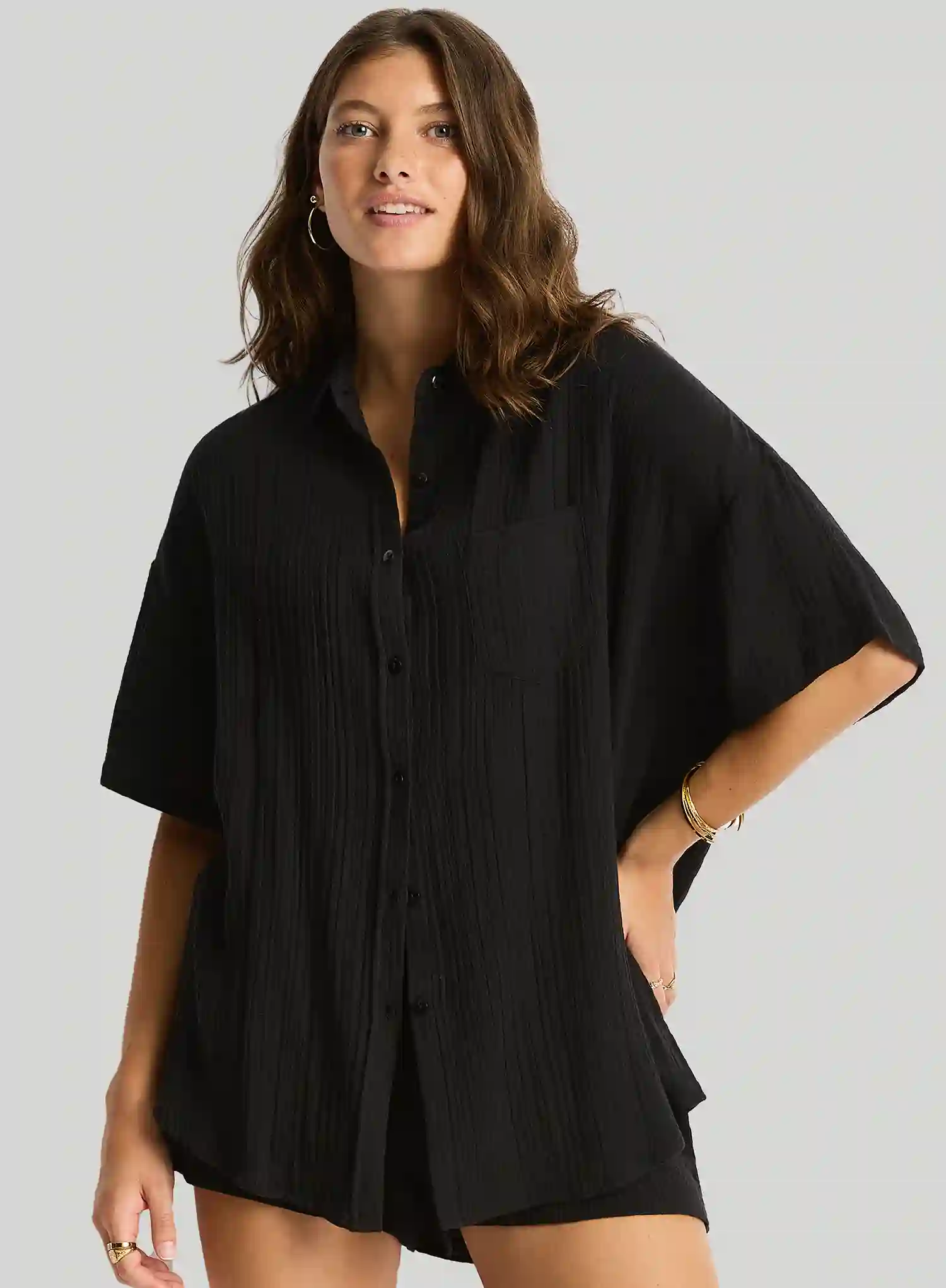 Sea Level: Sunset Aloha Shirt Black - Image 3