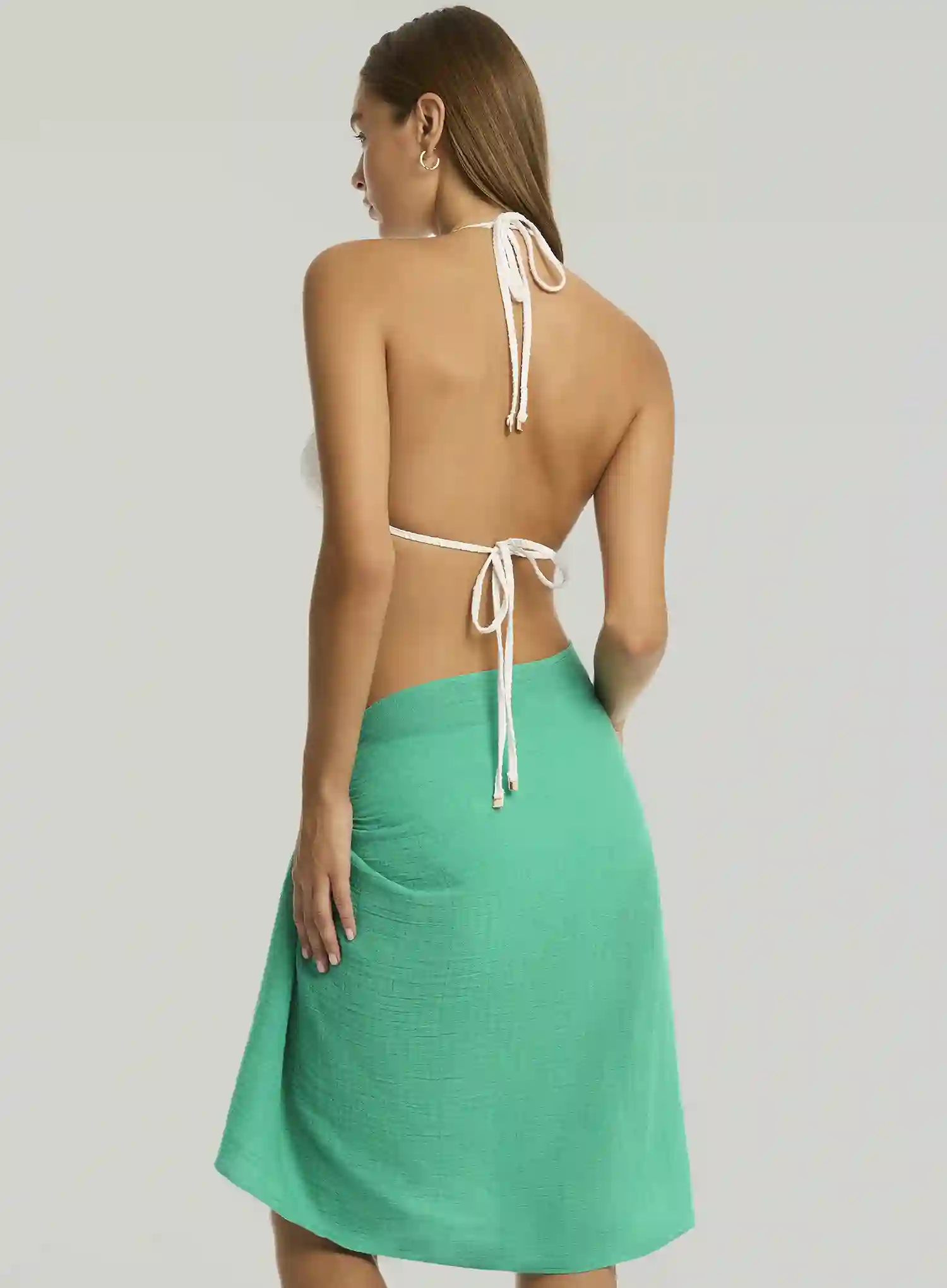 Sea Level: Sunset Frayed Sarong Evergreen - Image 2