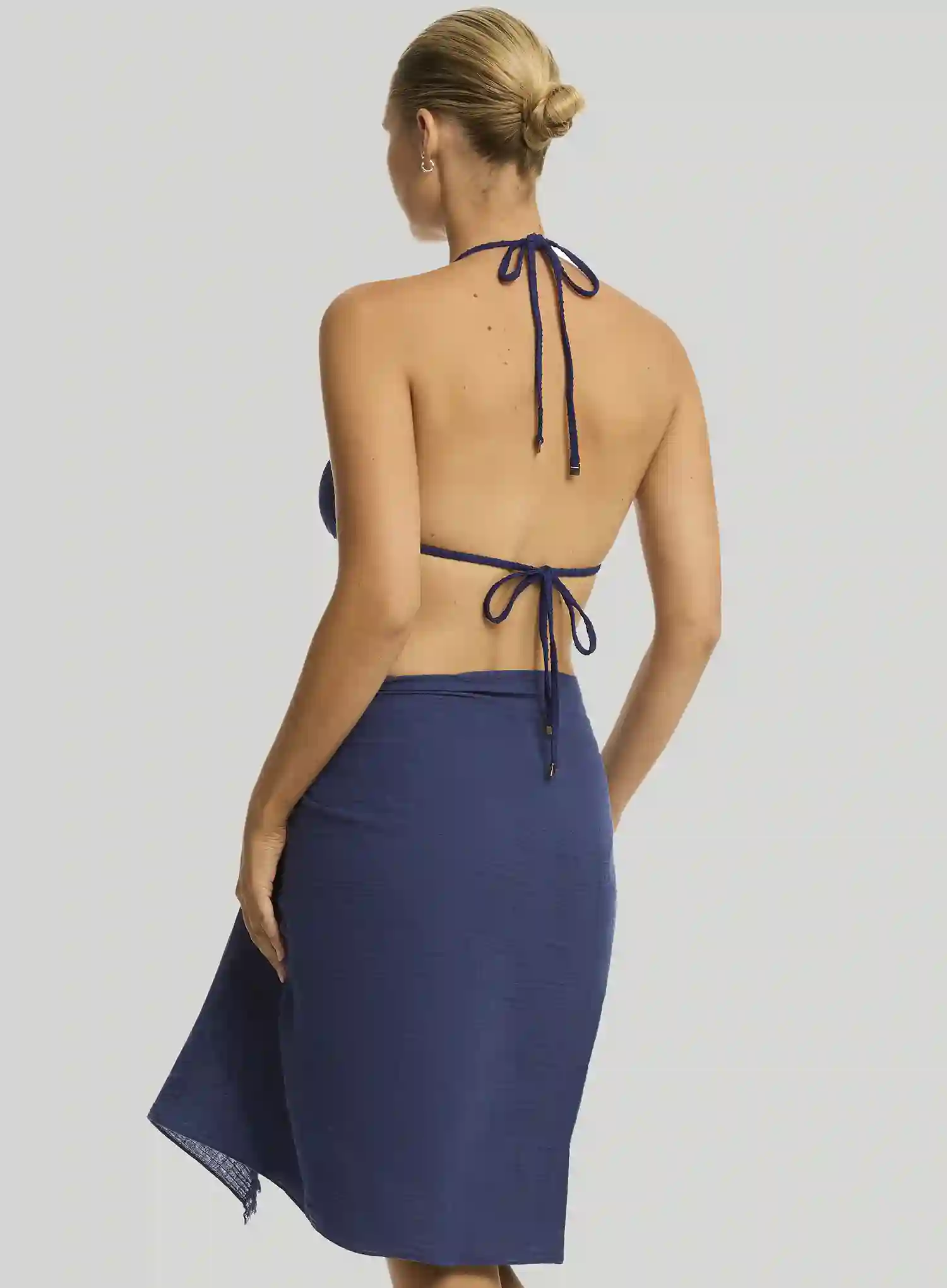Sea Level: Sunset Frayed Sarong French Navy - Image 2