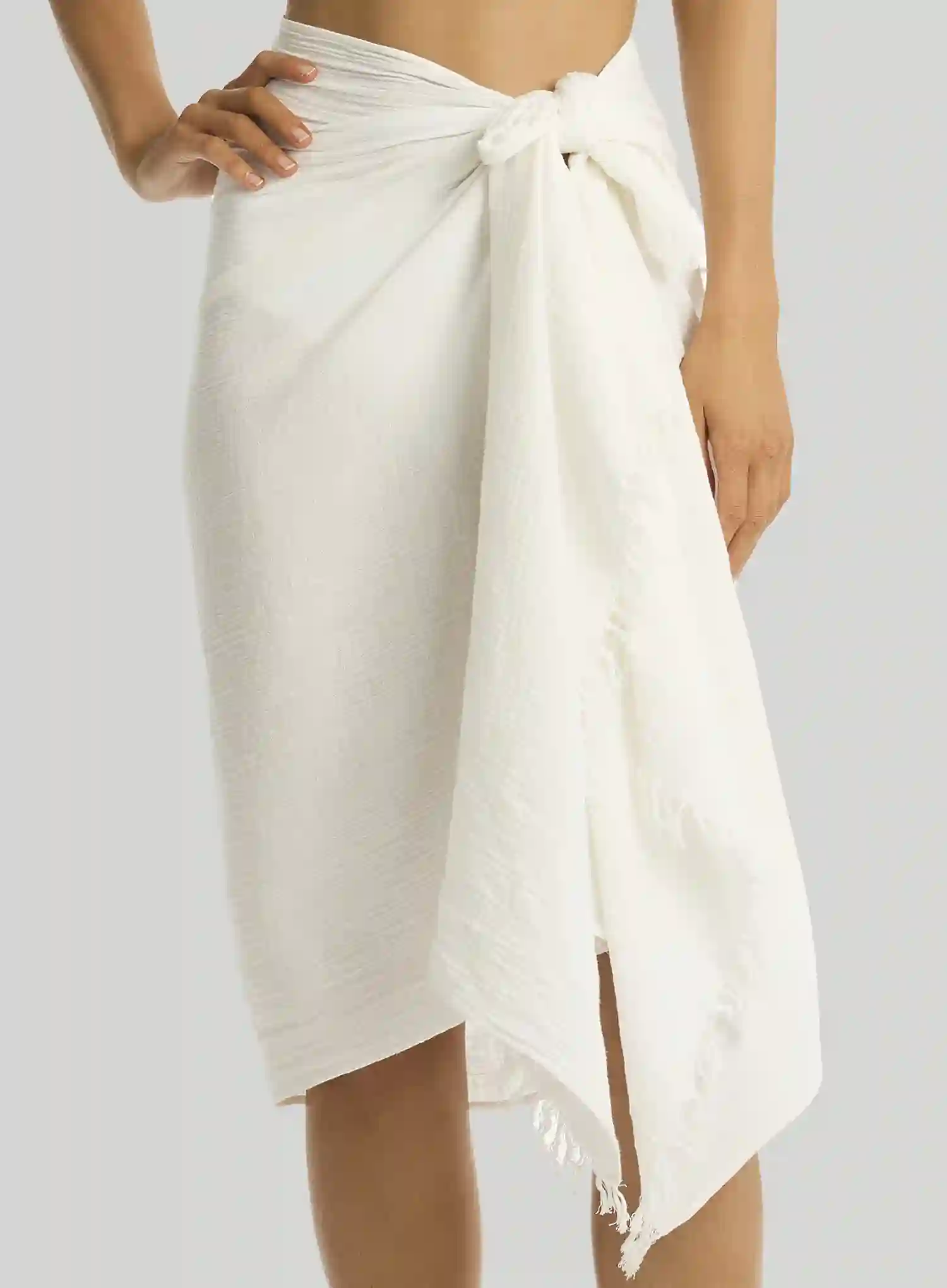 Sea Level: Sunset Frayed Sarong White - Image 4