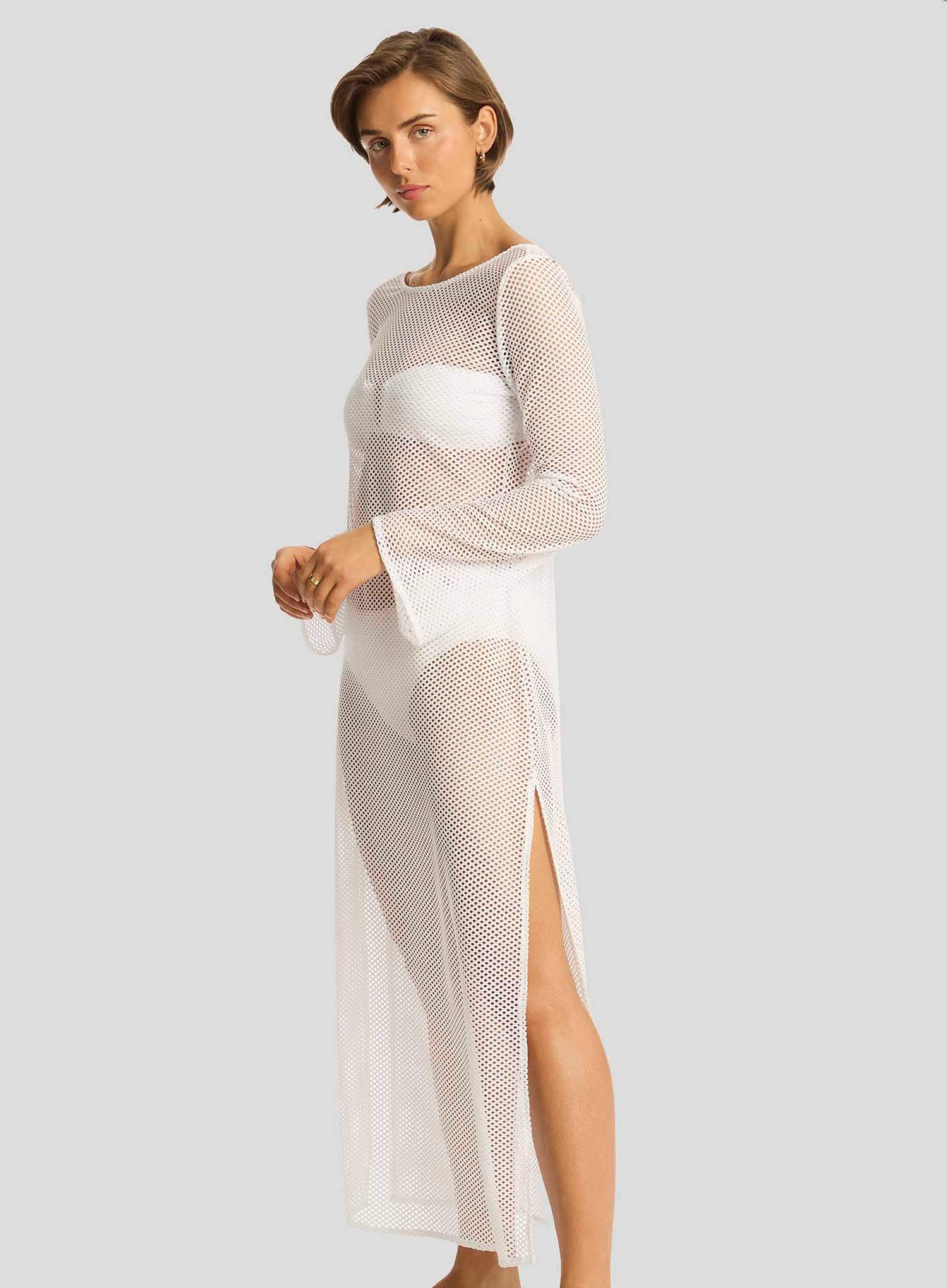 Sea Level: Surf Mesh Long Dress White - Image 2
